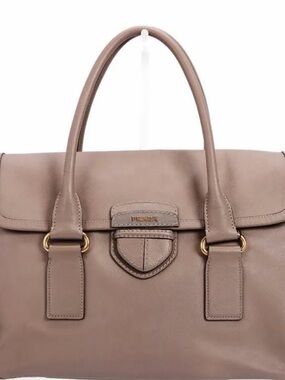 Authentic Prada Taupe Leather Top-Handle w/COA and dustbag.